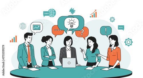 Teamwork Brainstorming Session Generating Innovative Business Strategies and Ideas