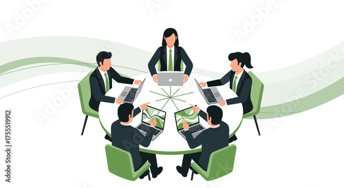 Teamwork Session Conceptualizes Collaborative Ideas Over Laptops And Business Discussions