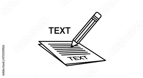 Pencil writing on paper with text label illustrates writing and note taking concept vector