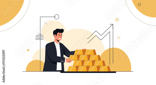 Successful Businessman Admiring Investment Gains And Rising Gold Prices On The Market