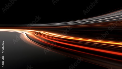 Abstract streaks of light motion blur on a dark background representing speed and technology with a futuristic glow
