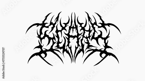 Scars metal typography vector design with aggressive sharp spikes, black tribal letterform for band logo, streetwear, or dark aesthetic print