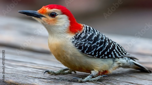 Red bellied wood peck on the deck