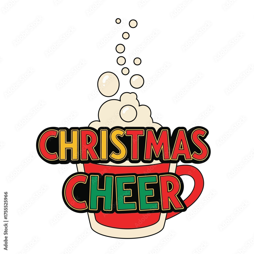 Obraz premium Christmas Cheer Festive Mug with Bubbles and Foam.
