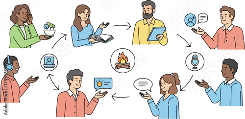 circular narratives people exchange ideas, building a shared future