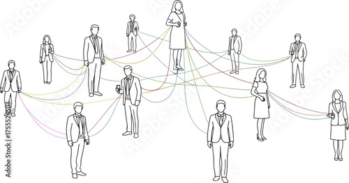 human connections diagram diverse minds interweave, creating expansive, integrated business networks