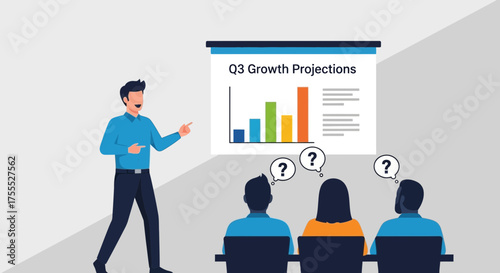 Presentation on Q3 Growth Projections with a Presenter and an Audience with Questions