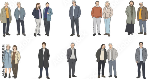 everyday people, diverse ages, standing as pillars of modern community