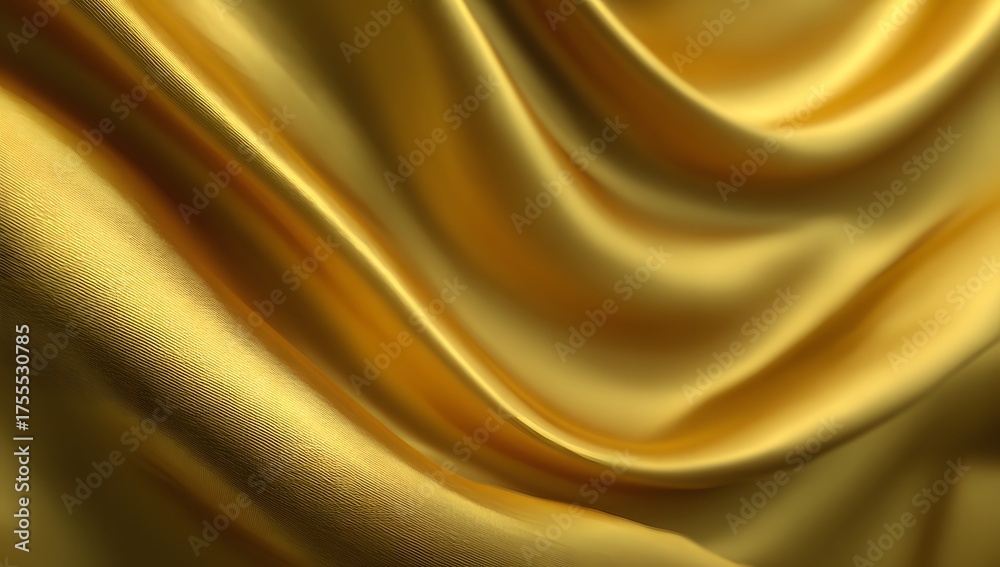 Fototapeta premium Luxurious flowing golden fabric with intricate embossed patterns creating elegant folds and shimmering highlights for opulent backgrounds and decorative elements