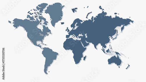 World map illustration showing continents in blue against a white background with a simple flat design style