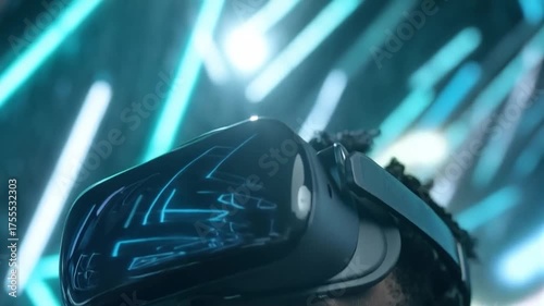 Immersive Virtual Reality Experience: A Young Man Exploring the Digital World with VR Headset