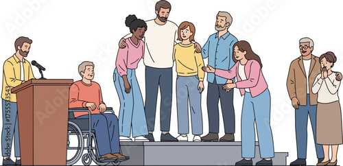 heartfelt connection diverse community embraces solidarity, inspiring hope and recognition