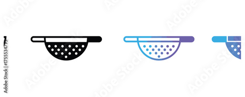 WebSleek colander icons for modern cooking designs, perfect for kitchenware branding and culinary websites, available in black, blue, and vibrant gradient color schemes