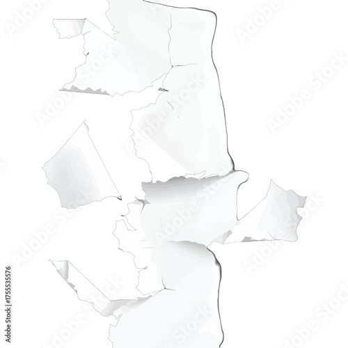 Abstract White Geometric Shapes on White Background with Angular Facets and Gradient Shading Minimalist Design for Modern Aesthetic