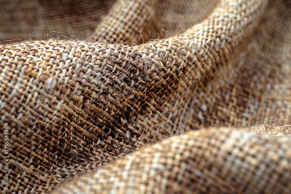 Fototapeta premium Detailed textural depiction of rough woven burlap creating a rustic visual appeal