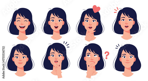 A collection of diverse facial expressions showcasing a range of human emotions and reactions.