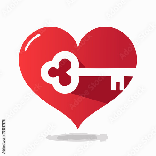 Heart and key symbol love security and relationships concept illustration