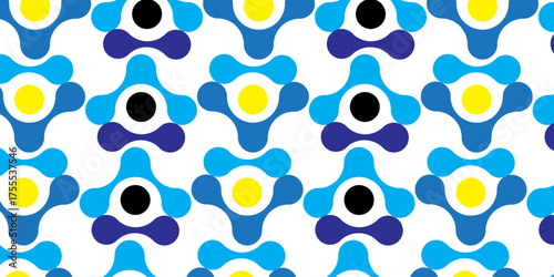 abstract seamless pattern with blue wave dots meatball wallpaper texture design.	