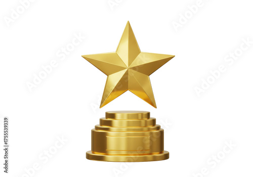 Isolated golden star trophy award success achievement winner champion recognition prize competition victory celebration event ceremony honor excellence reward prestige