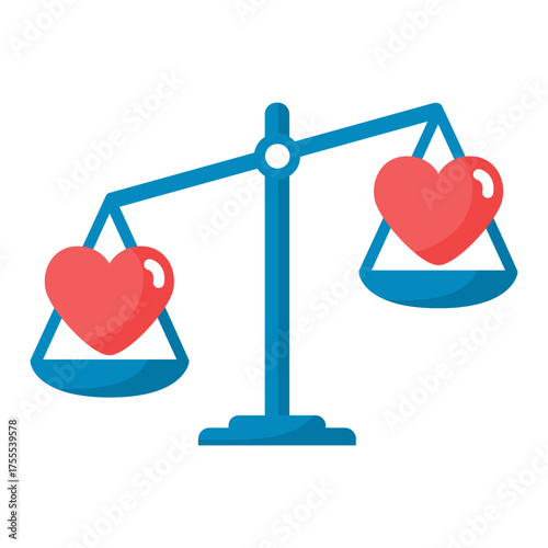Unbalanced Scale Weighing Two Hearts for a Concept of Choice and Emotion