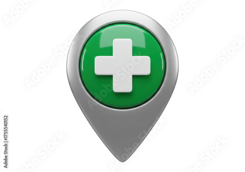 Medical location pin PNG illustration isolated on transparent background Healthcare map pointer icon