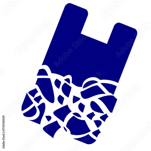 : Plastic bag debris microplastic. Sea and soil pollution vector clip art. Plastic debris explanation vector for education and campaign