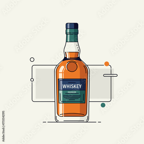 Stylish whiskey bottle with a label for beverage illustration and advertising