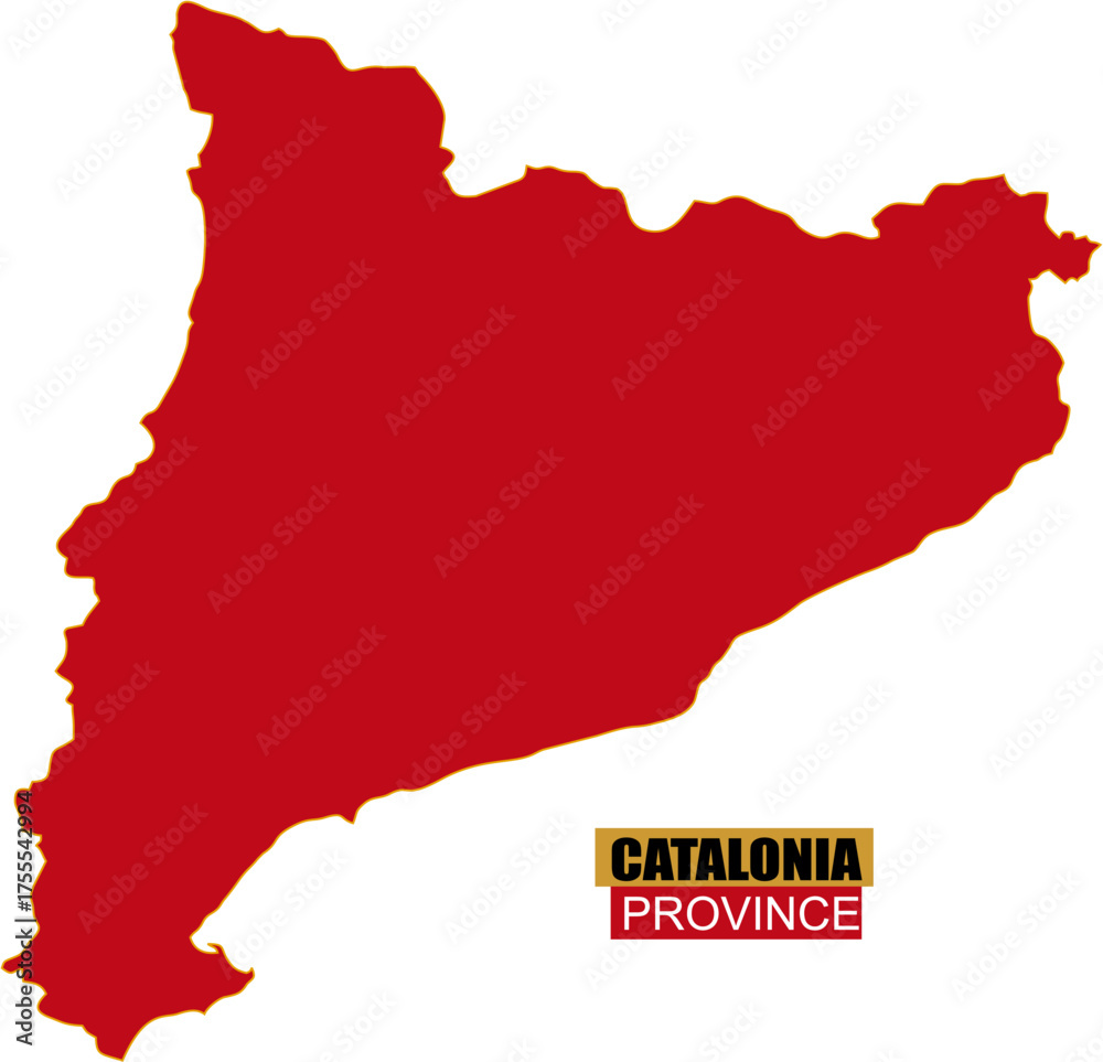 Naklejka premium Solid map of Catalonia Province of Spain in national color
