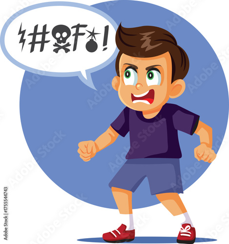 Happy Male Character Full Body Vector Illustration Design. rude disrespectful kid talking badly using bad words

