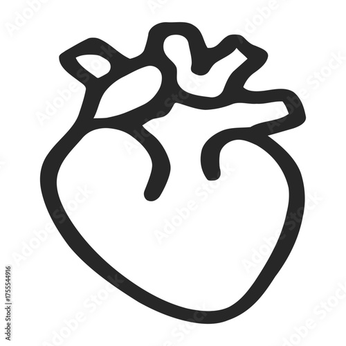 Stylized anatomical heart illustration showing veins and arteries in a medical concept