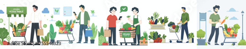 vector of man shopping for fresh vegetables