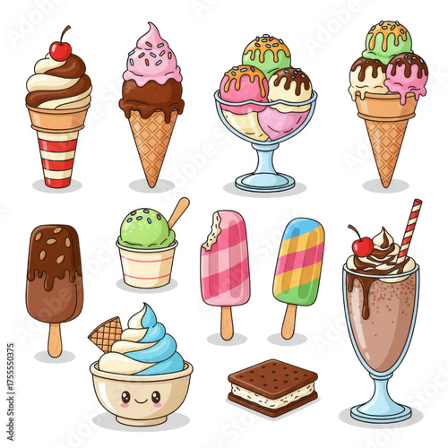 Wallpaper Mural Assorted Pixel Art Ice Cream Cones Popsicles Sundae and Milkshake Torontodigital.ca