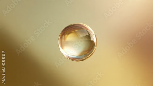 Floating crystal orb over soft gold gradient, abstract luxury minimal background
