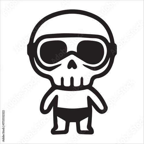 Skeleton Wearing Sunglasses Cool Cartoon Character Illustration