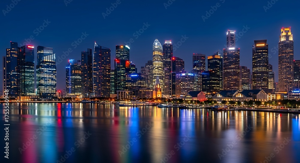 Fototapeta premium Singapore City Skyline at Night.