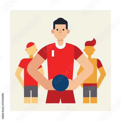 Three Flat Style Athletes Holding a Ball team sport