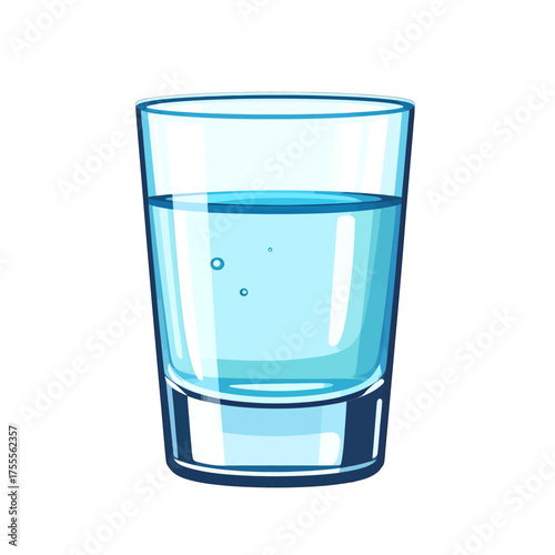 Glass of Light Blue Water Pixel Art on White Background