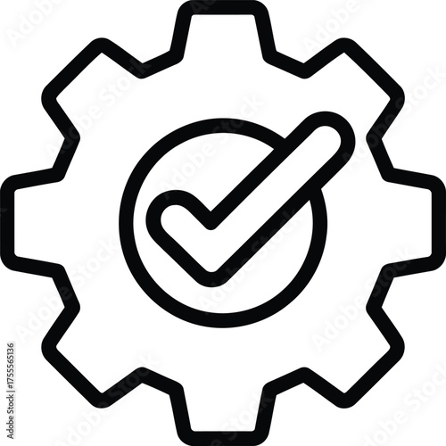 Mechanical Gear With Checkmark Shows Approval Process Completed Successfully and Indicates a Task Well Done, Symbolizing Efficiency and Precision