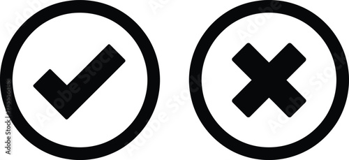 Graphic Illustration of Acceptance and Rejection Depicted Through Check Mark and Cross Symbols Conveying the Dichotomy of Choices