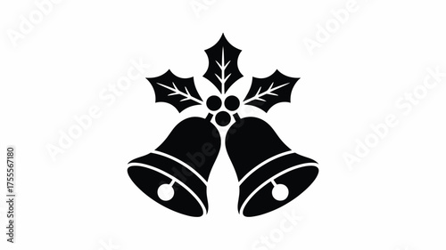 Festive Christmas bells with holly and berries, symbolizing the holiday season