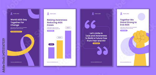 Flat Cartoon Illustration of World AIDS Day for Social Media Stories Background