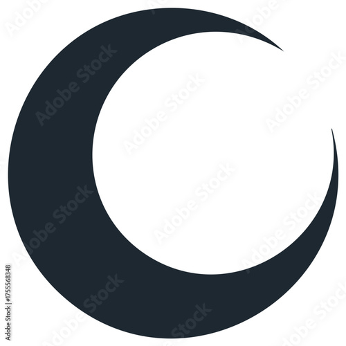 Dark Crescent Moon Shape Silhouette with Copy Space