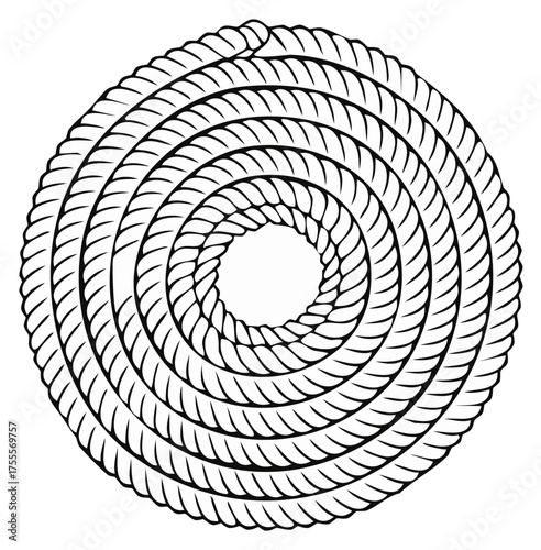 Stylized coiled rope spiral design element vector illustration outline