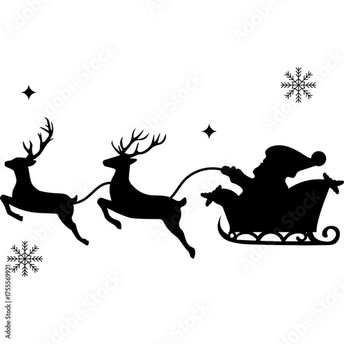 Flying Santa Sleigh with Reindeers