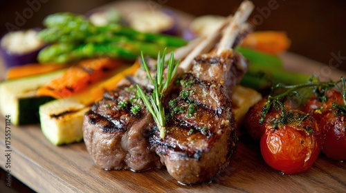 Grilled rack of lamb with vegetables