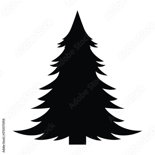 Silhouette of a pine tree ideal for winter and holiday designs and decorations seamlessly