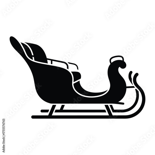 Classic santa sleigh silhouette festive winter holiday transportation merry christmas eve celebration icon