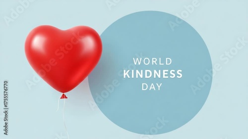 Red heart balloon and world kindness day text