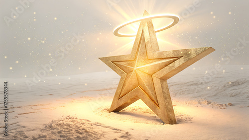 Golden Glowing Star Symbol with Soft Halo