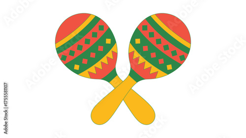 Vibrant maracas crossed, symbolizing festive rhythm and celebration